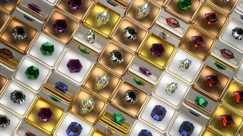 Various gemstones 3D render seamless loop animation Stock Footage 139202486