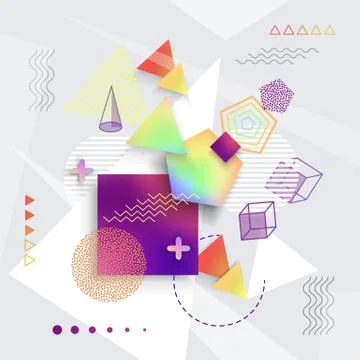 Various Geometric Shapes Set of Illustrations Stock Illustration