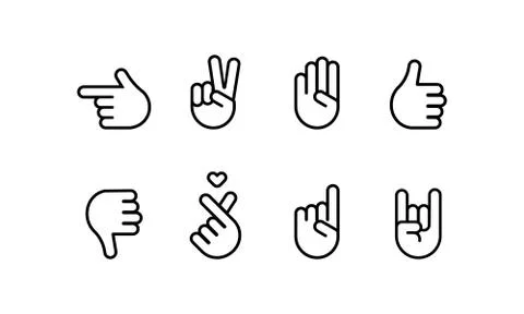 Various gestures of human hands set. Elements for web, infographic, presentat Stock Illustration