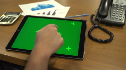 Various Gestures on iPad Pro Green Screen at Work Video stock 60272782