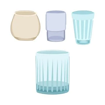 Various glass containers depicting kitchen utensils and drinkware design styl Stock Illustration
