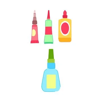 Various glue containers for crafting and adhesive projects Ilustração Stock