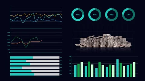 Various graph motions on a dark background. Stock-Footage 259783489