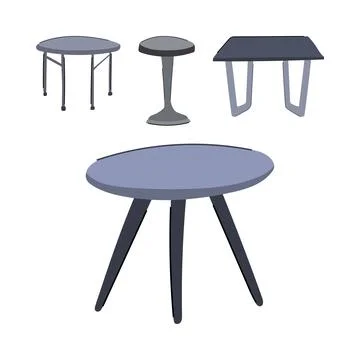 Various gray accent tables and modern furniture design Illustrazione stock