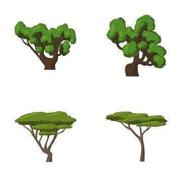 Various green trees set for natural landscape illustration Stock Illustration