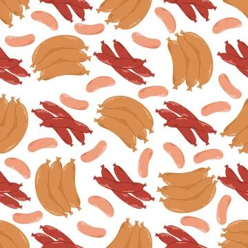 Various grilled sausages seamless pattern Stockillustratie