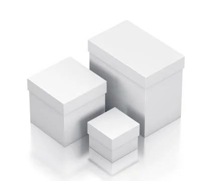 Various group of white boxes. Stock Illustration