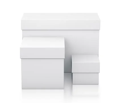 Various group of white boxes. Stock Illustration