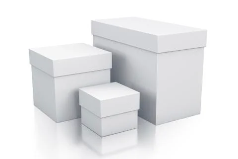 Various group of white boxes. Stock Illustration