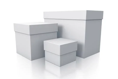 Various group of white boxes. Stock Illustration
