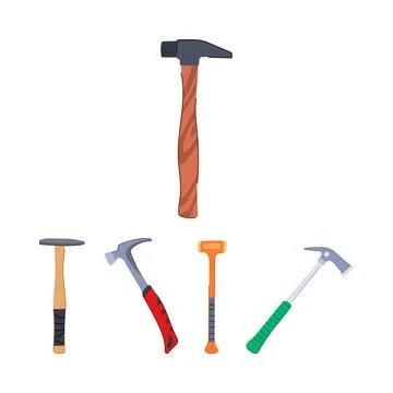 Various hammers for construction and renovation work Illustration