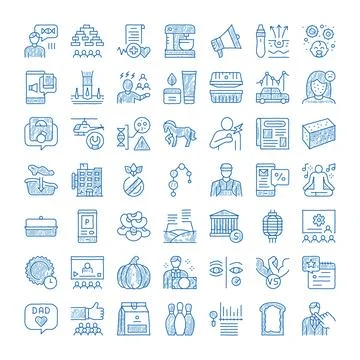 Various hand drawn doodle icons set concept Stock Illustration