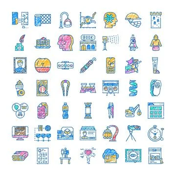 Various hand drawn doodle icons for diverse concepts 库存插图