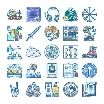 Various hand drawn doodle style icon collection Stock Illustration