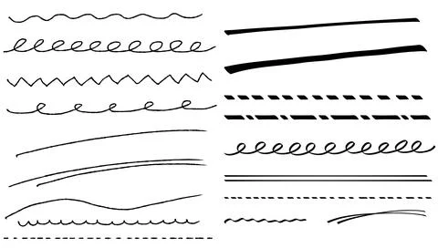 Various hand-drawn lines for design accents. Simple and stylish decorative .. Stock Illustration