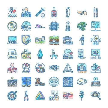 Various hand drawn scribble icons set doodle collection イラスト素材
