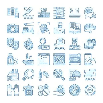 Various hand drawn style business and science icons Ilustración de archivo