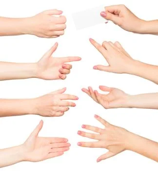 Various hand gestures for communication in a collaborative setting Stock Photos