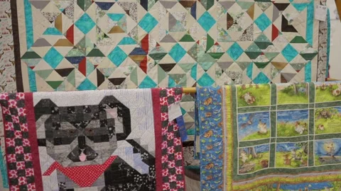 Various hand made quilts Stock Footage 255045498