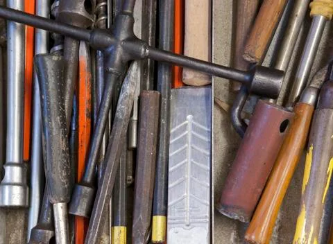 Various hand tools background Stock Photos
