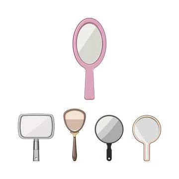 Various handheld mirrors displaying beauty and reflection concepts Stock Illustration