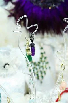 Various handmade earrings Stock Photos