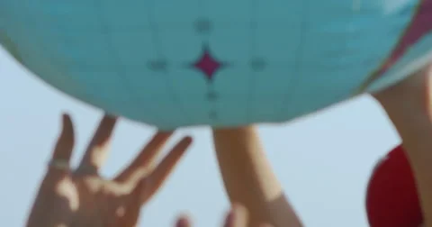 Various Hands Playing With Plastic Earth Globe Stock Footage 66539945