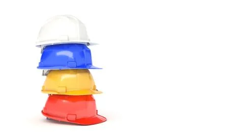Various hard hats, safety helmets. Stock Illustration