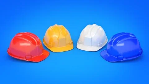 Various hard hats, safety helmets. Stock Illustration
