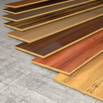 Various Hardwood planks 3D rendering Stock Illustration