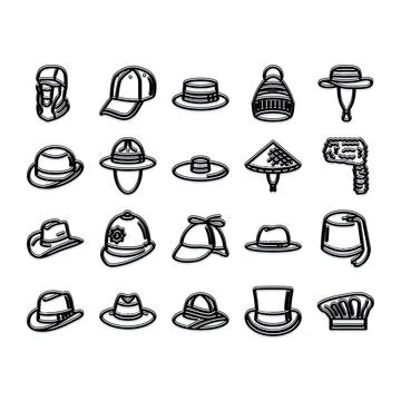 Various headwear icons representing different cultures and professions 스톡 일러스트