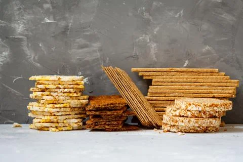 Various healthy crisp bread Foto stock