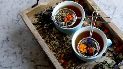 Various herbal tea.  Stock Footage 96143555
