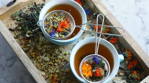 Various herbal tea Stock Footage 99771626