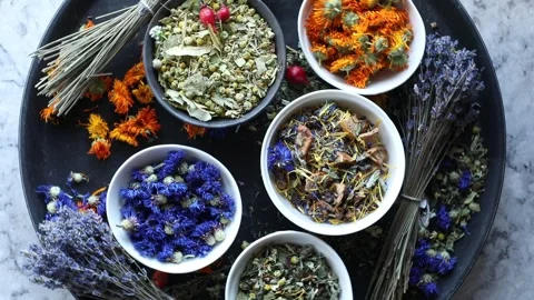 Various herbal tea. Top view. Rotate	 Stock Footage 320857237