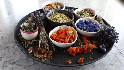Various herbal tea. Top view. Rotate	 Stock Footage 320857239