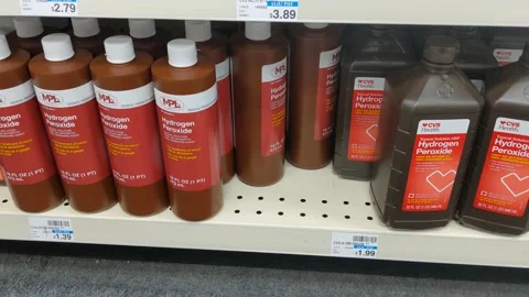 Various Hydrogen Peroxide Available for Purchase Stock Footage 152270010
