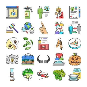 Various icon collection displaying diverse concepts and objects 스톡 일러스트