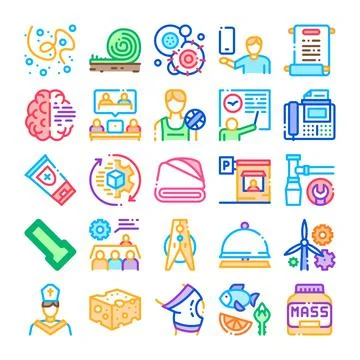 Various icon collection representing daily life elements Stock Illustration