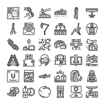 Various icon set illustrating industry science nature concepts Illustrazione stock