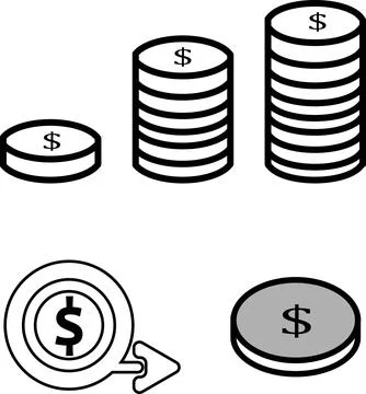 Various icon set such dollar icon and more. Eps 10 icon set. Stock Illustration