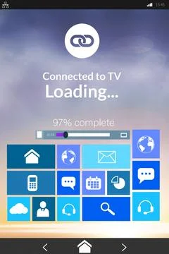 Various icons with progress bar on device screen Stock Photos