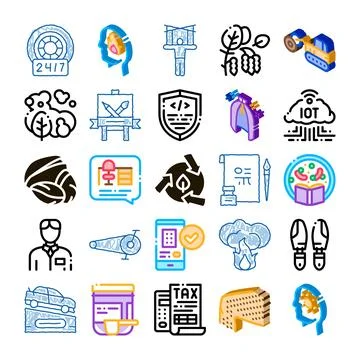 Various icons representing different concepts and services Ilustración de archivo