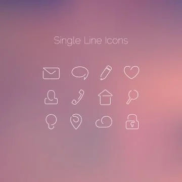 Various icons set drawn with single line. Illustrazione stock