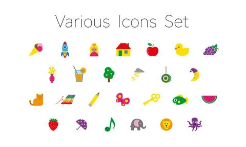 Various Icons Set Stock Illustration