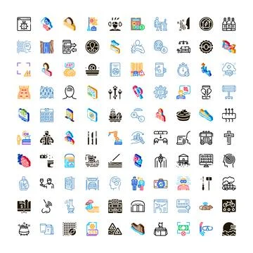 Various icons symbolizing complex business technology and science concepts 库存插图