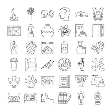 Various icons symbolizing objects and abstract concepts Stock Illustration