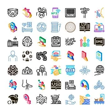 Various icons symbolizing societal issues and global concepts Stock Illustration
