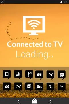 Various icons with text on device screen Stock Illustration