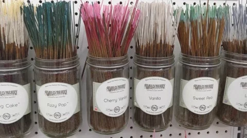 Various Incense Available for Purchase - Retailer Stock Footage 142114221